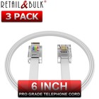  3 Pack  6 Inch Short Telephone Cable Rj11 Male To Male  6p4c Line Cord  6 In   