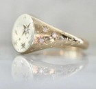 Vintage Celestial Signet Ring Star Moon Dome Wedding Personalized Gifts For Her