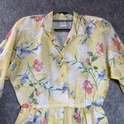 Vintage Dress Womens Pm Yellow Floral Pockets Midi Cottage Usa Petite Medium