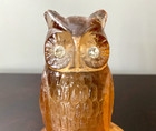 Vintage Pink Pressed Glass Owl Flower Frog Or Float Centerpiece Starry Eyes