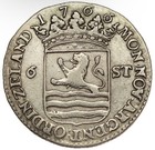 1766 Netherlands 6 Stuiver  scheepjesschelling  Dutch Ship Galleon  Vf xf