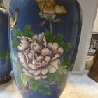 Japanese Cloisonn   Pair Vases With Floral And Bird Motifs