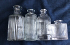 Bottle Vases Set Clear Glass Ribbed Design Set Of 4