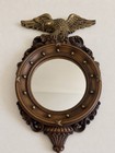 Vintage Syroco 4410 Federal American Eagle Convex Bubble Mirror 16    Gold Antique
