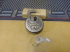 Antique vintage Miller Champion 6 Lever Push Key Pancake Padlock W key    228