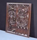 Vintage French Solid Beech Wood Highly Carved Neo Gothic Panel With Knight