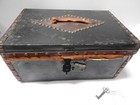 Mid 1800s Antique Primitive Stagecoach   Document Box Leather Covered   Studded