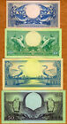 Set Indonesia  5-10-25- 50 Rupiah  1959  P-65-66-67-68  Unc Flower  Birds