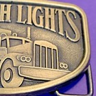 Vintage 1970s Raleigh Lights Metal Belt Buckle Tobacco Cigarette Ad Semi Truck