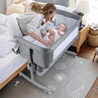 3-in-1 Baby Bedside Crib  Bassinet   Rocking Cradle  6 Height Adjustments