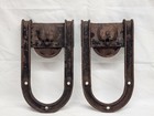 Antique Matched Pair 1800 s Cast Iron Horseshoe Barn Door Rollers Hardware 10  