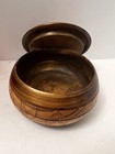 Vintage Hand Carved   Turned Solid Wood Bowl With Lid Pumphrey Pittlers ga