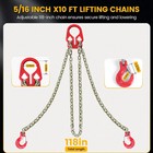 Grade 80 Chain Sling  5 16  X 10ft  Dual Leg With Grab Hooks  7000 Lbs Wll   Adj