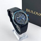 Bulova Men s Marine Star Blue Black Dial Rubber Quartz Watch 98b308 