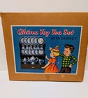 Vintage Child s  blue Willow  China Teaset With Cabinet   Flatware  Mid 1960 s