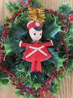 Vintage 1950s Plastic Felt Applique Christmas Wreath Toy Soldier Tree Topper 10   