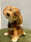 Brown Ceramic Dog Figurine Collectible Non Breed Specific With Collar