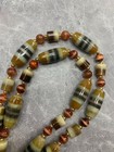 Wonderful Rare Tibetan Old Agate Dzi  2stripes  Beads Necklace