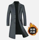 Winter Men s Wool Blend Jacket Outwear Quilted Trench Coat Thick Warm Business