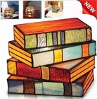Stained Resin Stacked Books Lamp Tiffany Style Table Lamp Home Decor Book Lamps