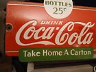 Rare Vintage Coca Cola Porcelain Sign Take Home A Carton Soda Pop Advertising 