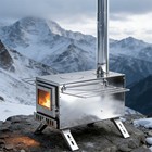 Portable Wood Burning Stove W Pipes Hot Tent Stove For Outdoor Camping   Heating