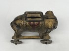 Vintage Original Old Cast Iron Elephant Bank On Wheels Childs Childrens Toy