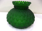 Vintage Antique Green Glass Diamond Quilted Lamp Shade 8  Wide W  7  Fitter