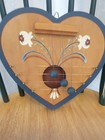 Vintage Heart Shaped Wood Door Harp 4 String Original missing One  Hand Painted 