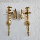 Vintage Century Lacquered Solid Brass Wall Sconces Candle Holder Pair 9 5   