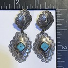 Vintage Southwestern Sterling Silver Turquoise Stamped Dangle Earrings