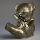 Vintage Silver Plated Teddy Bear Coin Bank Japan 4 5    Piggy Bank