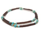 Handmade Brown  Turquoise  And Gold Elastic Stretch Stacking Anklet
