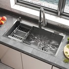 Stainless Steel Kitchen Drop - In Single Bowl Top Mount Sink With Faucet  Silver