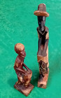 African Hand Carved Wooden Tribal Drummers Set - Rare Vintage Antique