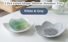 2 Pcs Lotus Shape Shower Steer Tray  Silicone Soap Holder Non-slip 