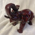 Elephant Red Resin    trunk Up   figurine - 5    Tall Good Luck Piece Vintage Heavy