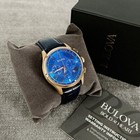 Bulova Wilton Men s Blue Dial Croco Pattern Leather 97b170 Quartz Watch 46 5mm