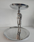 Lodge Cabin Art Deco Chrome Finish Figural Skier Eagle   35 Catering Tiered Tray