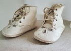 1932 Leather Hi-top Baby Shoes  Cut-out Design   Scalloped Soles  4  X 3 