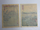 Lot 2 Vintage Japanese Woodblock Prints Hiroshige Mt Fuji Ukiyo-e Art
