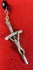 Antique Sterling Silver Catholic Rosary Wood Beads Bark Cross Virgin Mary Inri