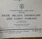 Vintage 1960 Deer Island Casco Passage Maine Nautical Chart Map - 35   x 22   