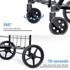 Folding Shopping Cart Utility Cart With Double Basket And Swivel Wheels 