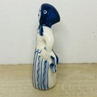 Vintage Gzhel Hand Painted Porcelain Folk Art Woman Figurine Ussr Russia 
