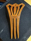 Vintage Art Deco Hair Comb Bakelite Faux Tortoise Shell Blue  Green Rhinestones