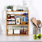 Bamboo Spice Rack Storage Shelves-3 Tier Standing Pantry Shelf For Kitchen Count
