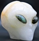 Extra Large Wonderful Quartz Crystal Alien Head With Labradorite Gemstone Eyes