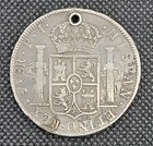1824 Lima Peru Silver 8 Reales Holed Cleaned