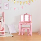 Fantasy Fields Kids Vanity Set Makeup Dressing Table Stool Led Mirror Light